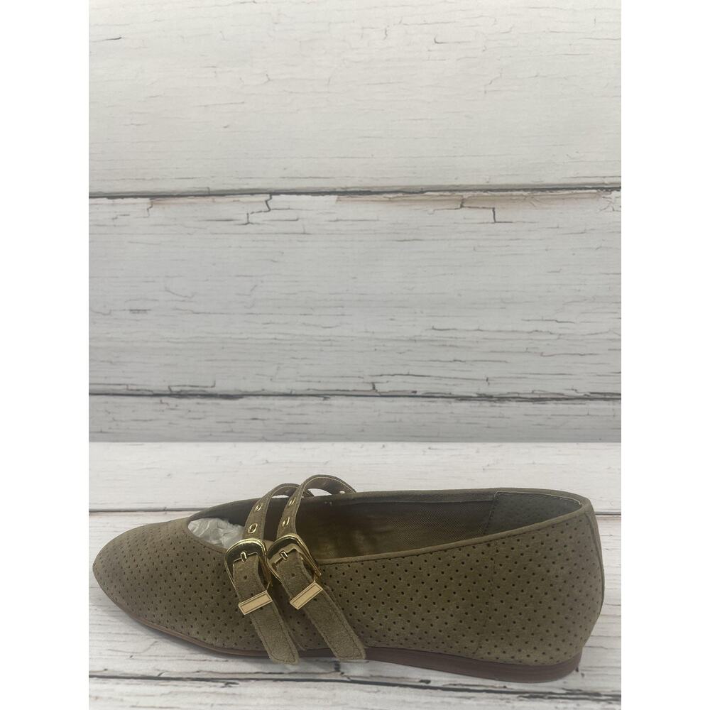 Dolce Vita Olive Green Suede Perforated Double Buckle Flats